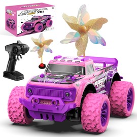 iDrone Remote Control Car for Girls: 1:20 Scale Pink Purple Rc Truck with LED Light and DIY Windmills - 20Km/h All Terrain Fast RC Cars, 2.4GHz Monster Truck Toys for Kids Gift
