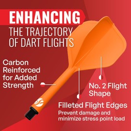 Shot! Darts Flight Deck One Piece Dart Flight and Shaft System, Reduced Deflections, Standard Shaped Flight (350 Micron), Available in Set of 3 (Orange, Inbetween)