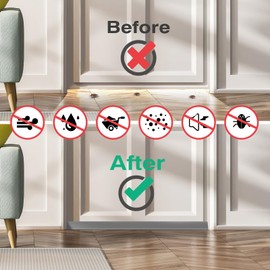 Lewondr Door Draft Stopper 36 Inch Under Door Draft Noise Blocker Waterproof Cuttable Triangle Strong Adhesive Weather Stripping Door Seal Under Door for Reduce Dust Air Door Sweep, Silver