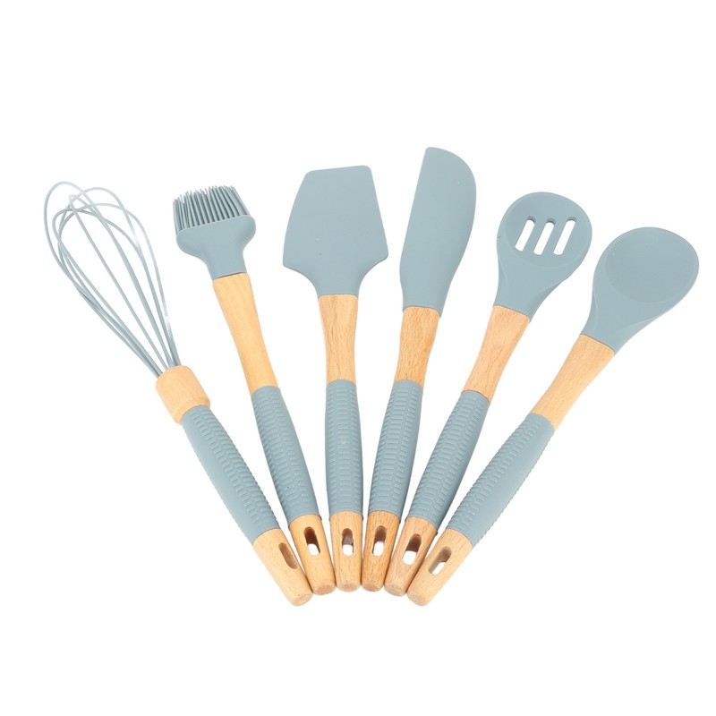Silicone Cooking Utensils 6 Piece Silicone Utensil Set Durable Wooden