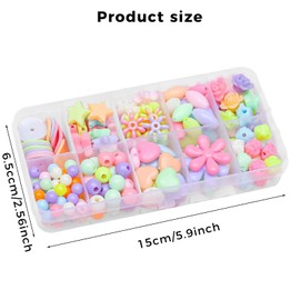 Rnigra Acrylic Beads for Bracelet Making, Bead Kits, Flower Butterfly Star Heart Kawaii Bracelet Charms, Pony Bead Bulk, Cute Beads for Jewelry Making DIY Necklace Keychain Phone Charms(Macaroon)