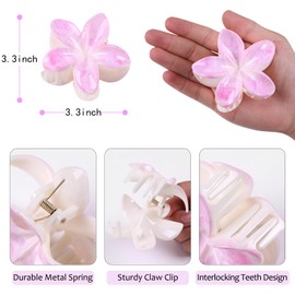 6 PCS Hawaiian Plumeria Flower Hair Clips for Women - Cute Floral Hair Claw Clips for Girls, Non-Slip Decorative Hair Accessories for Thick Hair, Gifts for Women