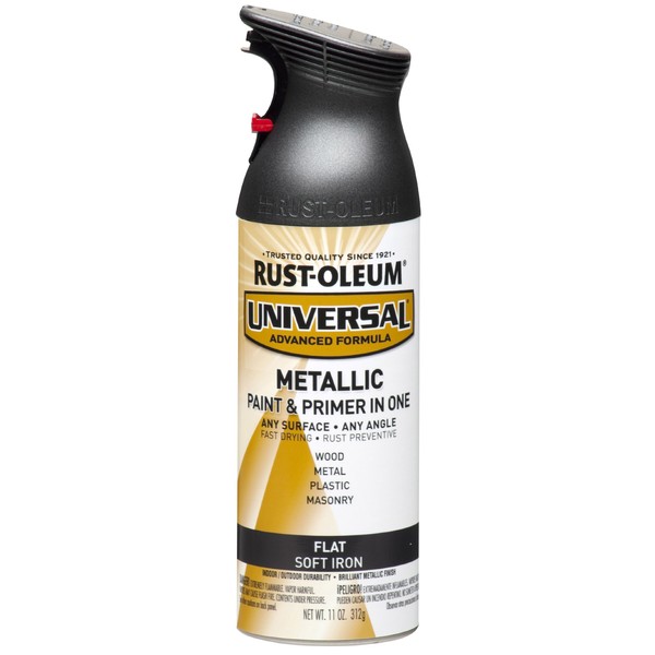 Rust-Oleum 271473 Universal All Surface Metallic Spray Paint, 11 oz, Flat Soft Iron