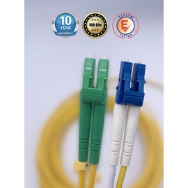 Elfcam - Fibre Optic Cable OS2 LC/APC to LC/UPC Singlemode Duplex 9/125um Fibre Optic Cable LSZH, 2M