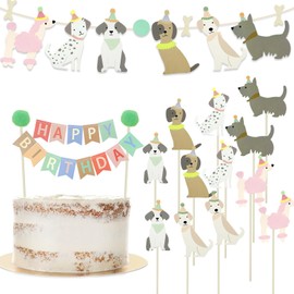 14PCS Dog Party Birthday Decorations Set, Puppy Banner Garland and Cupcake Toppers, Puppy Theme Birthday Party Decorations Supplies for Toddler