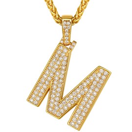 Richsteel Bling Chain Men Rapper Letter Pendant For Women Gold Chains With Initial M Necklace
