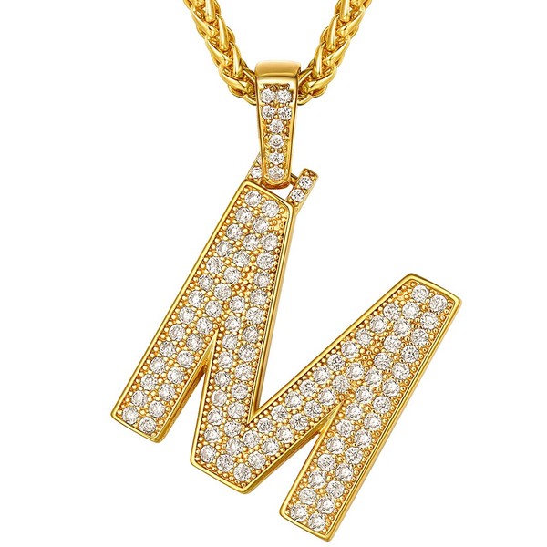 Richsteel Bling Chain Men Rapper Letter Pendant For Women Gold