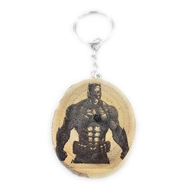 Promotech Superhero Handmade Laser Engraved Unique Wooden Keyring, natural wood