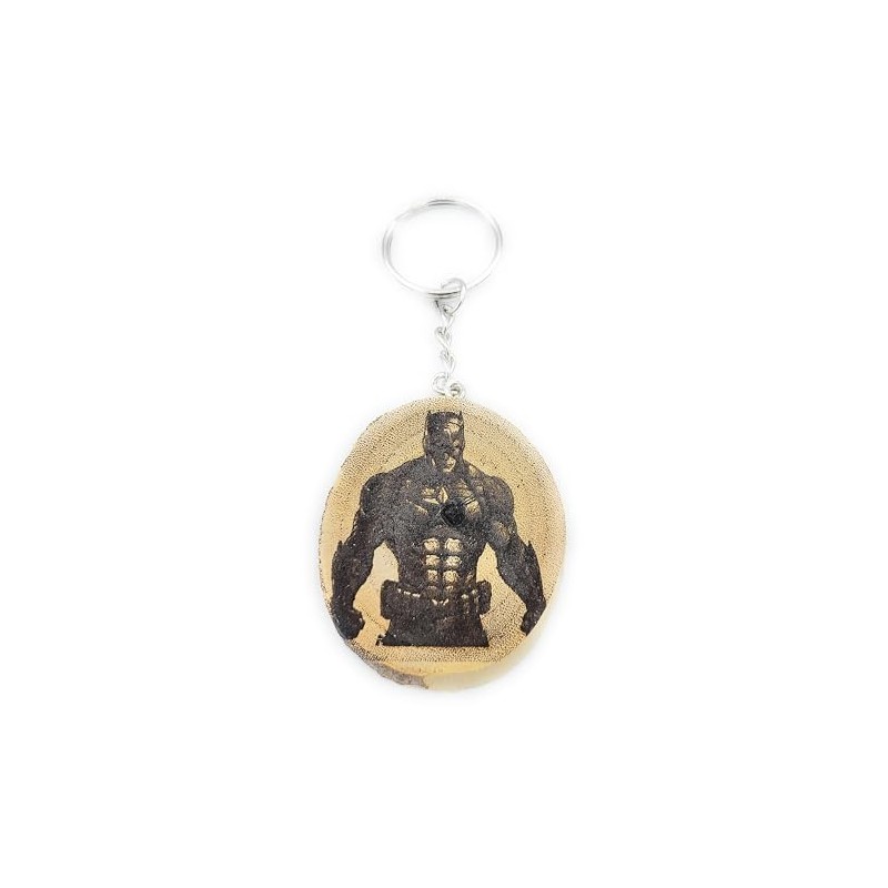 Promotech Superhero Handmade Laser Engraved Unique Wooden Keyring, natural wood