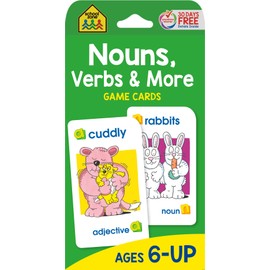 School Zone Nouns, Verbs & More Game Cards: 56 Cards, Kindergarten, 1st Grade, Grammar, Early Reading, Parts of Speech, Word-Picture Association, Sentence Structures, Ages 6+