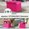 LINMAGCO Storage Ottoman Folding Foot Stool Velvet Foot Rest with