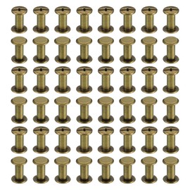 PATIKIL 100 Sets Chicago Screws, M5x12mm Chicago Screws Phillips Binding Post Screw Bolts Leather Rivets Fasteners Connectors Steel for Leather Belt Scrapbook Photo Albums, Brown