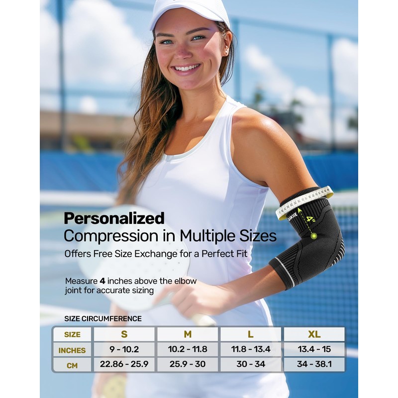 Rakiie Elbow Compression Sleeve 2 Pack, High Elastic Elbow Brace