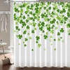 St. Patrick's Day Shower Curtain, Green Clover Leaf Irish Shamrock