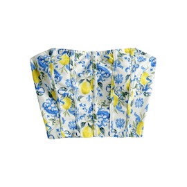 Milumia Women's Floral Print Bustier Corset Tube Top Boho Strapless Bandeau Crop Tops