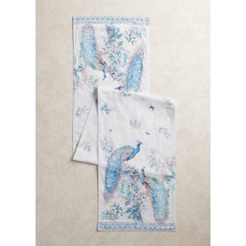 Maison d' Hermine Tablerunner 14.50"x108" 100% Combed Cotton Premium Decorative Runners, Kitchen, Party, Wedding, Restaurant & Camping, Peacock Utopia (Double Layer)