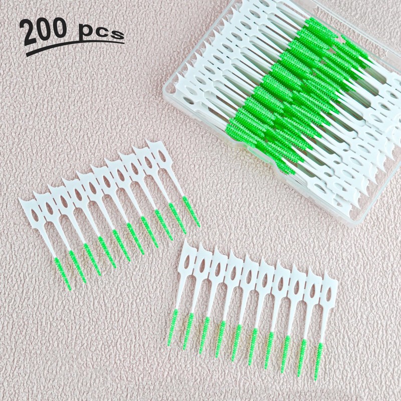 200 Pcs Portable Soft Silicone Interdental Floss Picks for Family
