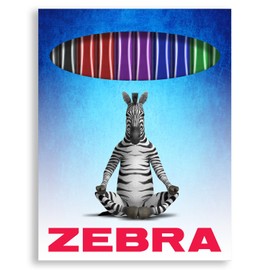 Zebra Fuente - Disposable Fountain Pen - Black, Blue, Red, Green & Violet Coloured Ink - Pack of 10 - In Gift Box