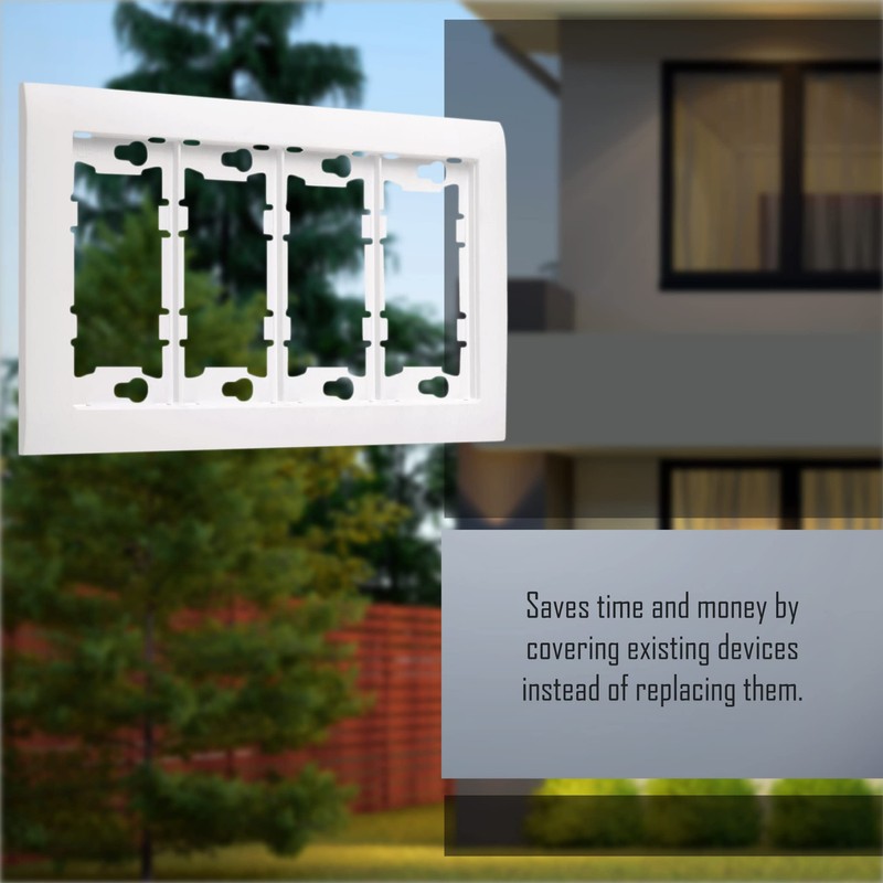 TayMac A4000W Allure Nonmetallic Wallplate Frame with 4-Gang, White