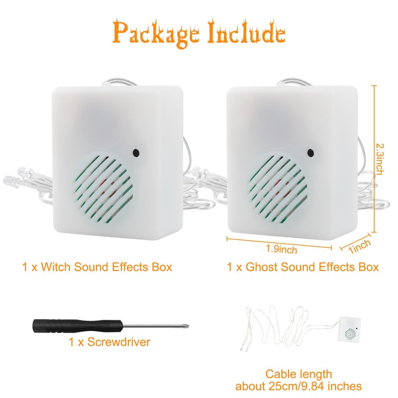 2 Pack Halloween Sound Effects Box with LED, Battery Powered