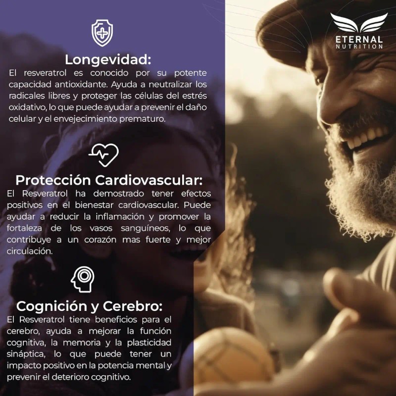 Eternal Nutrition Resveratrol Polifenoles Antioxidante 300 Caps 150 Porciones 1000