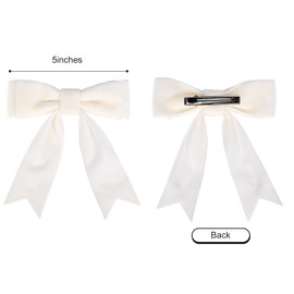 2PCS 5" Velvet White Hair Bows Girls Hair Clips Ponytail Holder Accessories for Girls Toddlers