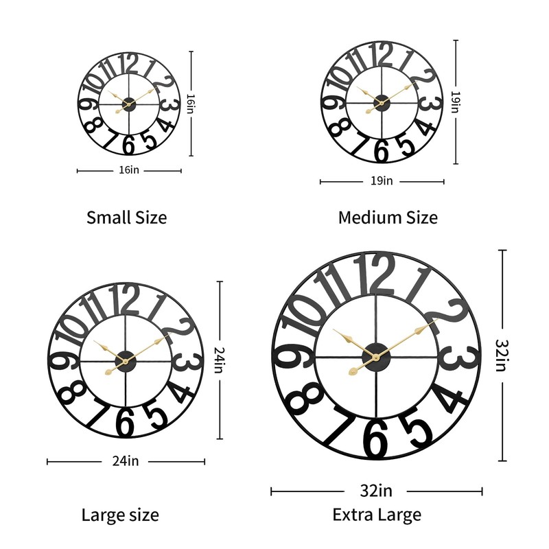 HEBOIX Large Wall Clock for Living Room,Decorative Round Modern Wall
