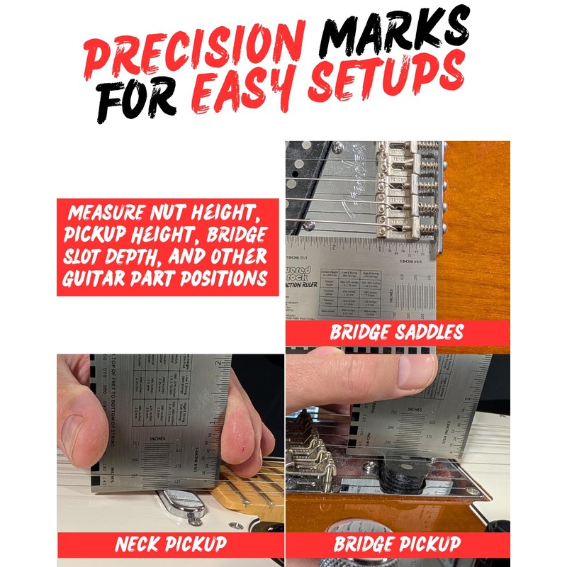 Guitar String Action Ruler - Precision Guitar Setup Tool for