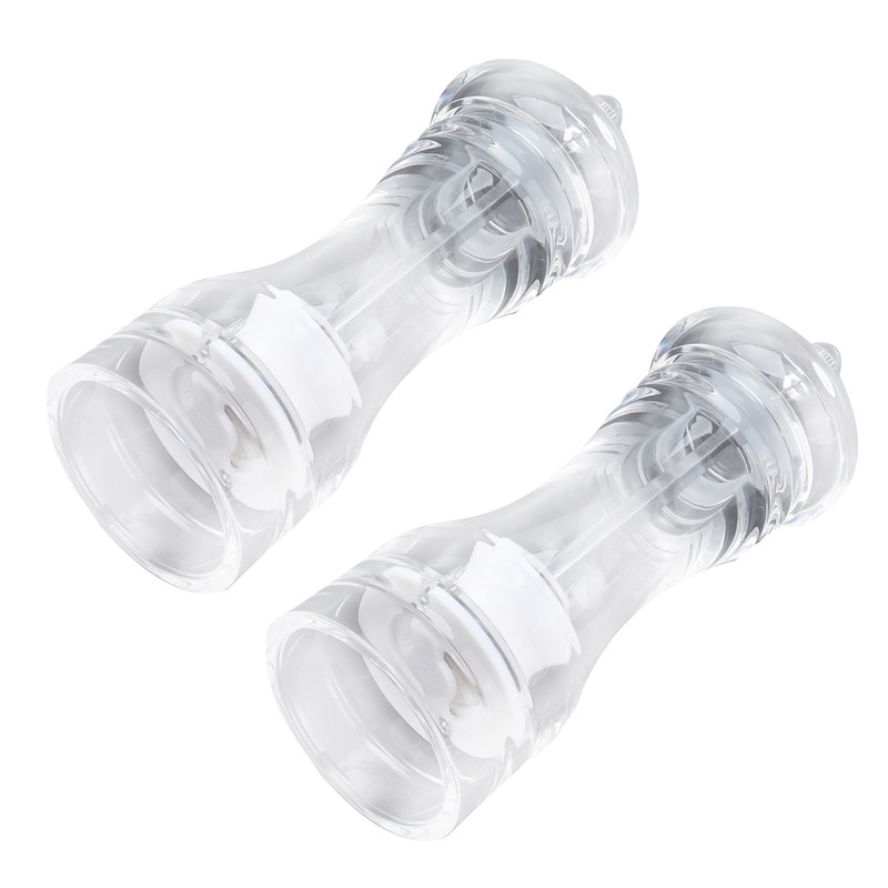 2Pcs Acrylic Manual Grinder Transparent Pepper Salt Mill Spice Jar