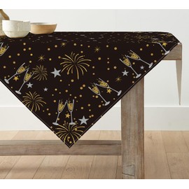 Artoid Mode Happy New Year 2025 Tablecloth, Winter Table Linen, Kitchen Table Decoration, Indoor, Holiday, Party Decor, 100 x 100 cm