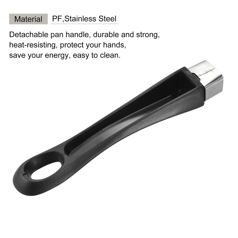 MECCANIXITY Pan Replacement Handle Black 183mm/7.2inch with Screw Nonstick Saucepan