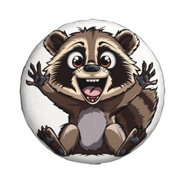 Funny Raccoon Spare Tire Cover Excited Racoon Wheel Protector for Truck SUV Trailer Camping RV Universal Tire Covers 14 Inch