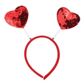 SeBneny Red Heart Headband Sequined Valentine's Day Headband Heart Head Boppers Headbands Red Hair Band Hair Hoop Love Shaped Headpieces Party Hair Headwear Accessories for Holiday Festival Wedding