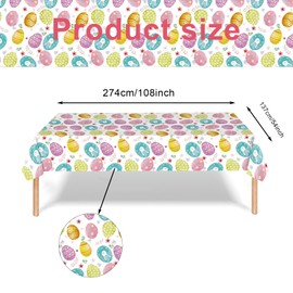 Easter Tablecloth, 137 x 274 cm, Easter Eggs, Rabbit Tablecloth, Rectangle Party Colourful Tablecloths, Waterproof Disposable Tablecloth, for Easter Party Accessories, Table Decoration