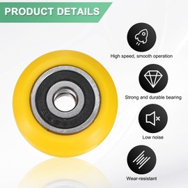 M METERXITY 8pcs 3D Printer Roller V Slot 0.94"/24mm Solid POM Pulley Wheel for 3D Printers 625RS Double Bearing for 3D Printers and CNC Machines [Yellow]