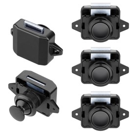 CXQamitao 5 Pack Push Button Latch Cabinet Door Catch Keyless Cupboard Locks for RV Motorhome Camper Caravan Home Yachts,Zinc Alloy&Black