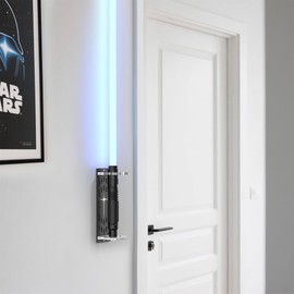 Light Saber Wall Mount Holder, Acrylic Saber Sword Stand Display, Vertical Wall Mounted Light Saber Display Rack Compatible with Most Hilts, Black Base