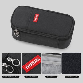 Tergopa Pencil Case for Boys Kids Teens Adults Big Pencil Bag with Zipper Big Pen Pouch Large Stationery Pen Case Organizer for School Black