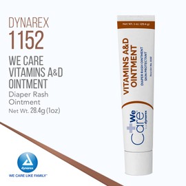 Dynarex Vitamins A & D Ointment, Ointment with Vitamin A and Vitamin D Helps Prevent & Treat Skin Irritation, Diaper Rash, White, 1 Count 1oz Tube