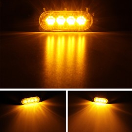 iJDMTOY Amber LED Strobe Warning Light Flashers Compatible with Jeep, Truck, 4x4, ATV/UTV, Construction Vehicles Ultra Slim Extremely Bright Warning Lamps Powered by (4) High Power LED Lights