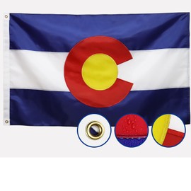 Double Sided Colorado State Flag 3x5 Outdoor Made In USA The Longest Lasting CO Flags Heavy Duty 210D Nylon, Sewn Stripes, Embroidered Star, Stronger Brass Grommets,4 Stitched Hemming, Perfect for