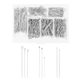 Mandala Crafts 600 PCs Open Eye Pins for Jewelry Making - Stainless Steel Head Pins for Making Jewelry - Bead Eye Pins for Earring Making Necklace Bracelet Clay Charms 30mm 40mm 50mm