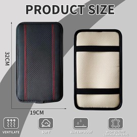 Armrest Car Armrest Cushion High-Quality PU Leather Centre Armrest Universal Car Embossed Design Centre Consoles Armrest for Most Vehicles SUV Truck Black