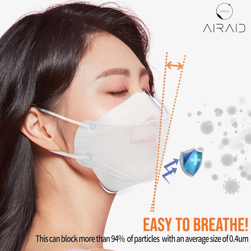 AIRAID KF94 Face Mask – Individually Wrapped, 3D Ergonomic Design,