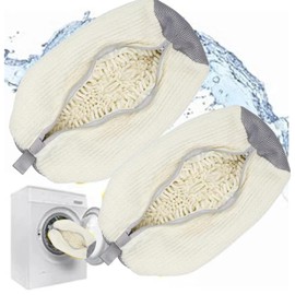 Laundry Shoe Bag for Washing Machine, Shoe Washing Machine Bag for Washer and Dryer, Shoe Washing Bag for All Shoes (White 2PCS)