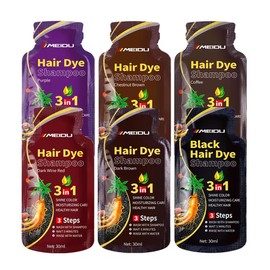 10pcs/Box Hair Dye Color Shampoo (30ml/pack) Unisex for Both Men & Women (Long Lasting Up to 4 weeks) (BLACK, 300mL/Box)