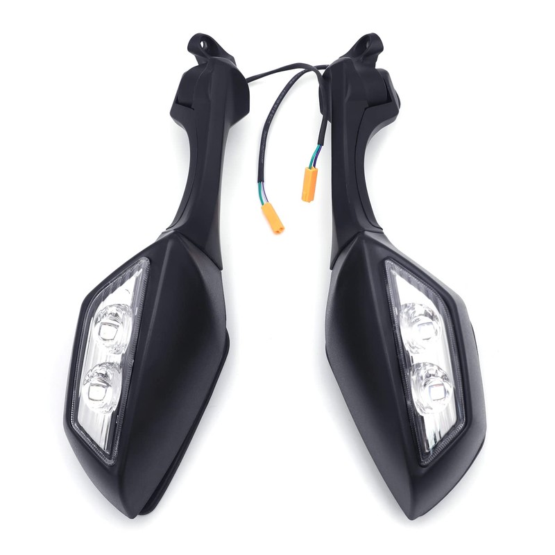 HTTMT- Black Rear View Mirrors w/Turn Signals Compatible with Kawasaki