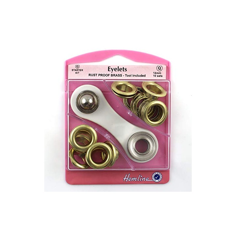 Hemline Hangsell Eyelets Starter 10 Pieces Kit, Gold