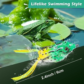 5 PCS Topwater Frog Lures Soft Silicone Fishing Lures Kit - Realistic Design Frog Swimbait with Weedless Hooks and Portable Box, Suitable for Freshwater and Saltwater Bass Fishing