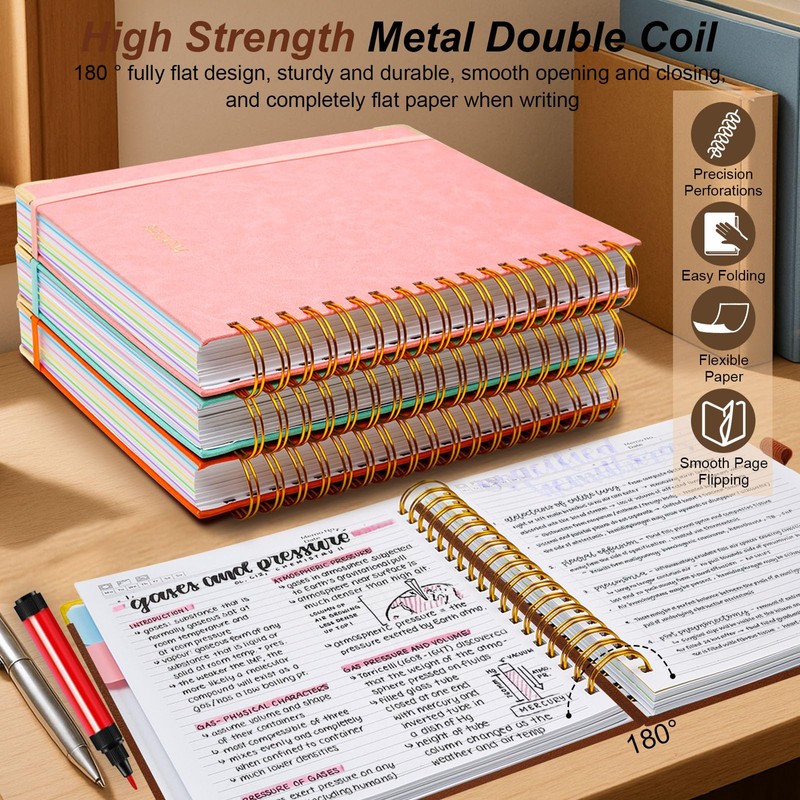 Hardcover Spiral Notebook 8"x10" Journal Notebook with Tabs and Removable